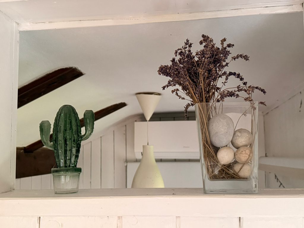 Deko-Kaktus und Steine im Glas